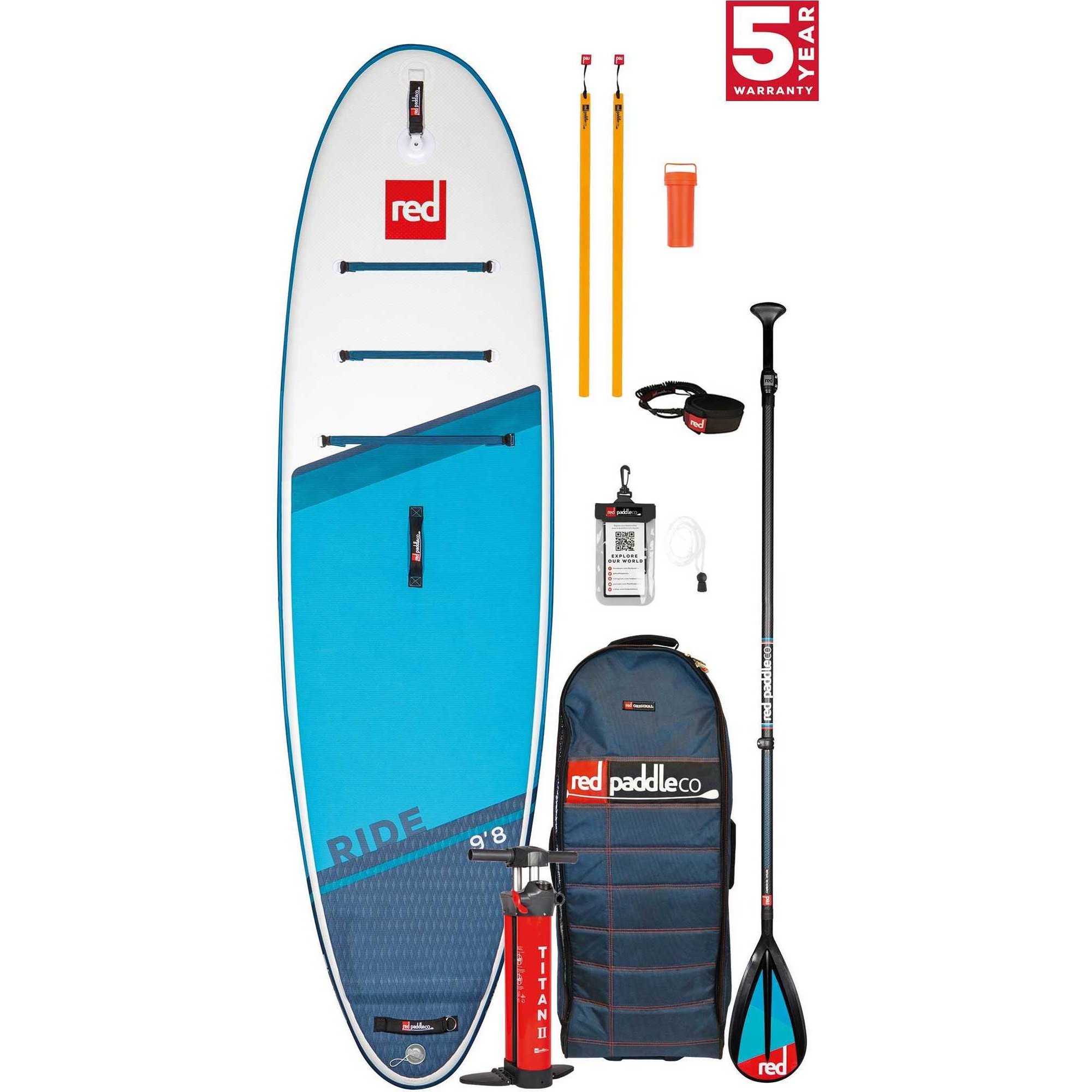 2021 Red Paddle Co Ride 9'8 Stand Up Paddle Board Bag Pump Paddle