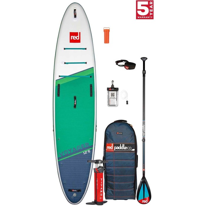 2021 Red Paddle Co Voyager 12'6 Touring Stand Up Paddle Board, Bag, Pump, Paddle & Leash - Carbon / Nylon Package