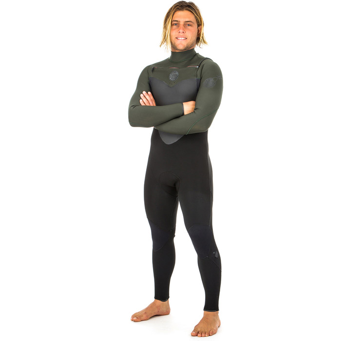 2019 Rip Curl Flashbomb 5/3mm Chest Zip Wetsuit BLACK / GREEN WST7DF