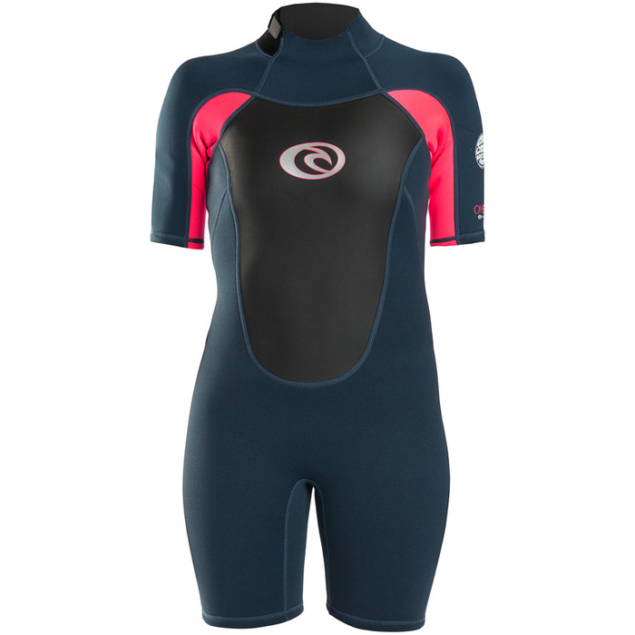 2019 Rip Curl Womens Omega 1.5mm Back Zip Spring Shorty Wetsuit Neon Pink WSP4CW