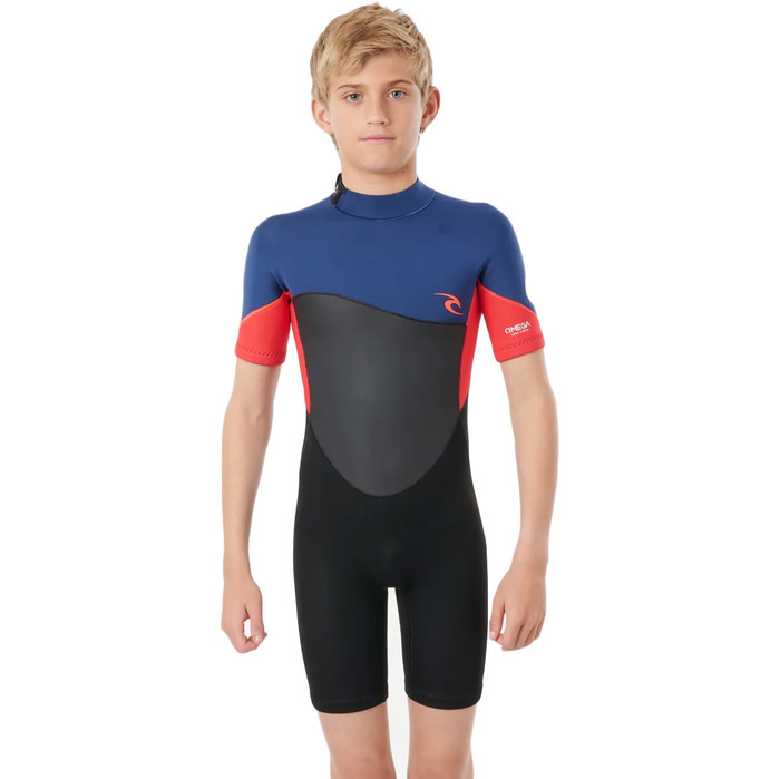 2021 Rip Curl Junior Boys Omega 1.5mm Back Zip Shorty Wetsuit WSPYFB - Neon Red