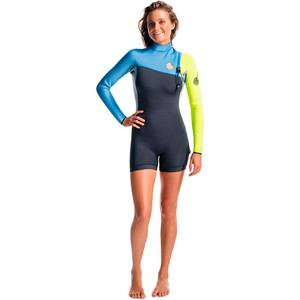 Rip Curl Womens G-Bomb 2mm Long Sleeve Zip Free Shorty Wetsuit BLUE WSP5IW
