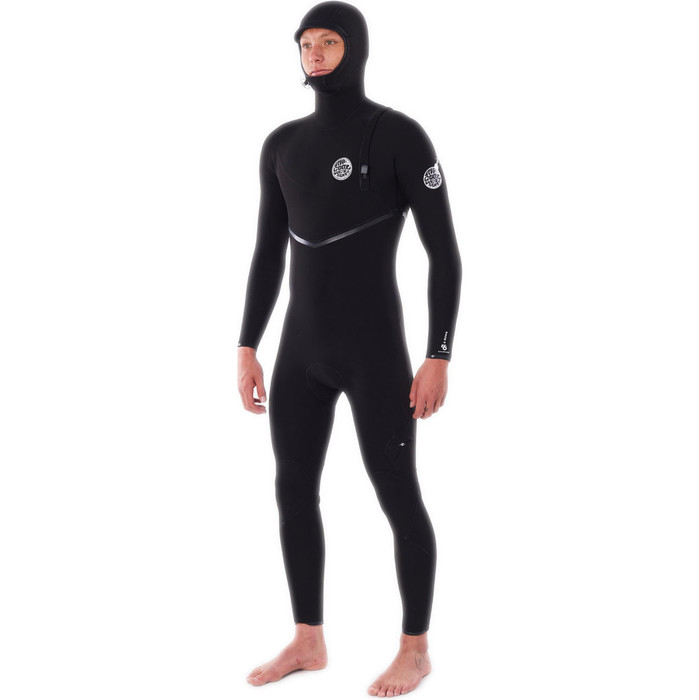 2022 Rip Curl Mens E-Bomb 4/3mm Hooded Zip Free Wetsuit WSMYFE - Black