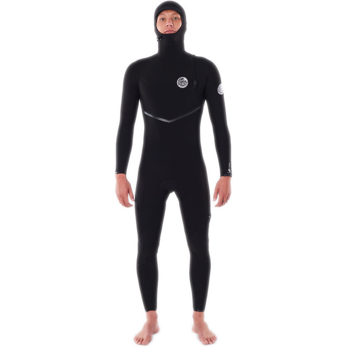 2022 Rip Curl Mens E-Bomb 4/3mm Hooded Zip Free Wetsuit WSMYFE - Black