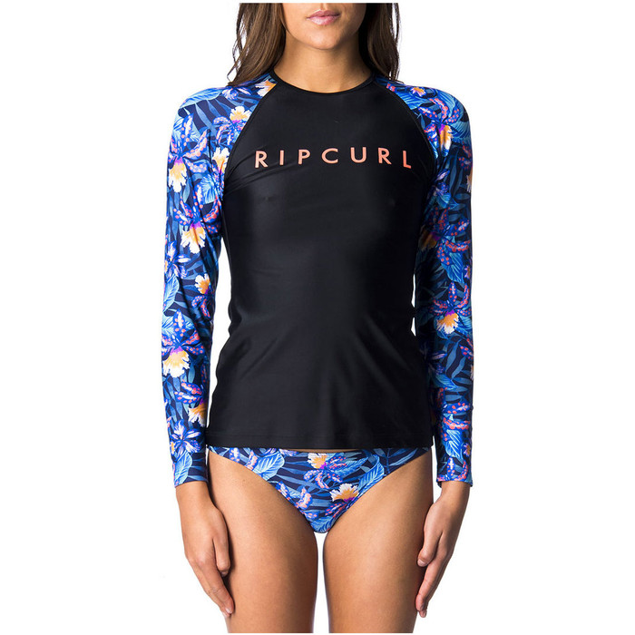 Rip Curl Womens Tropic Tribe Relaxed Long Sleeve Rash Vest Navy WLY7QW