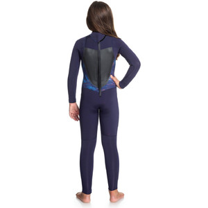 2020 Roxy Girls Syncro 4/3mm Back Zip Wetsuit Blue Ribbon / Coral Flame ERGW103016