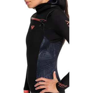 2019 Roxy Womens Syncro 5/4/3mm Hooded Chest Zip Wetsuit Black 