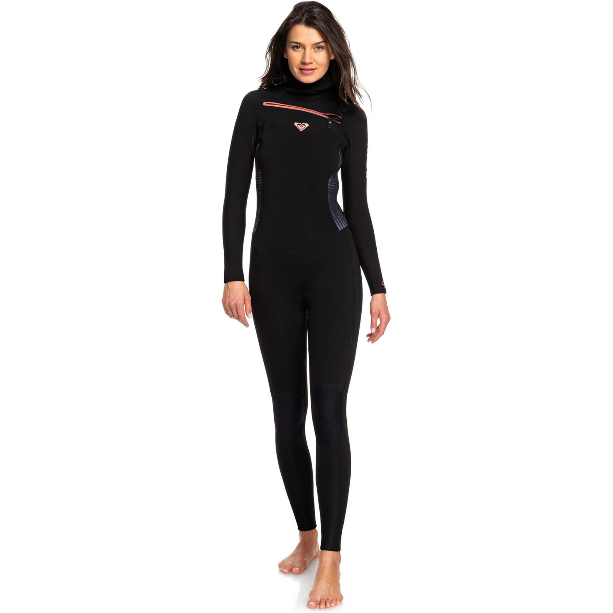 2019 Roxy Womens Syncro 5/4/3mm Hooded Chest Zip Wetsuit Black ...