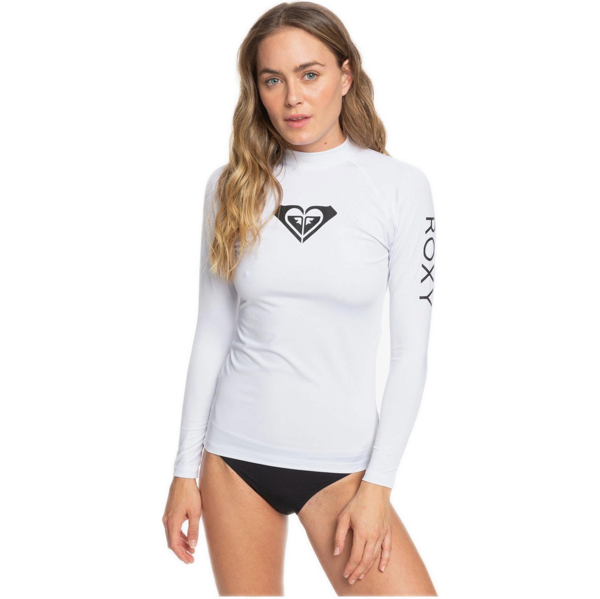 2021 Roxy Womens Whole Hearted Long Sleeve Rash Vest Erjwr03408 White Wetsuits Wetsuit Outlet 8797