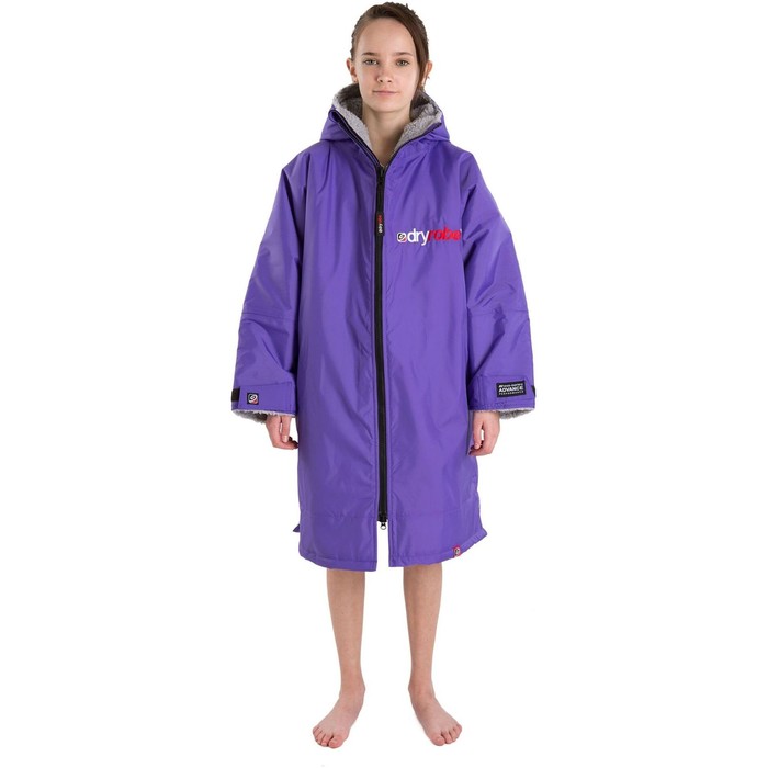2021 Dryrobe Advance Long Sleeve Premium Outdoor Changing Robe / Poncho DR104 - Purple / Grey