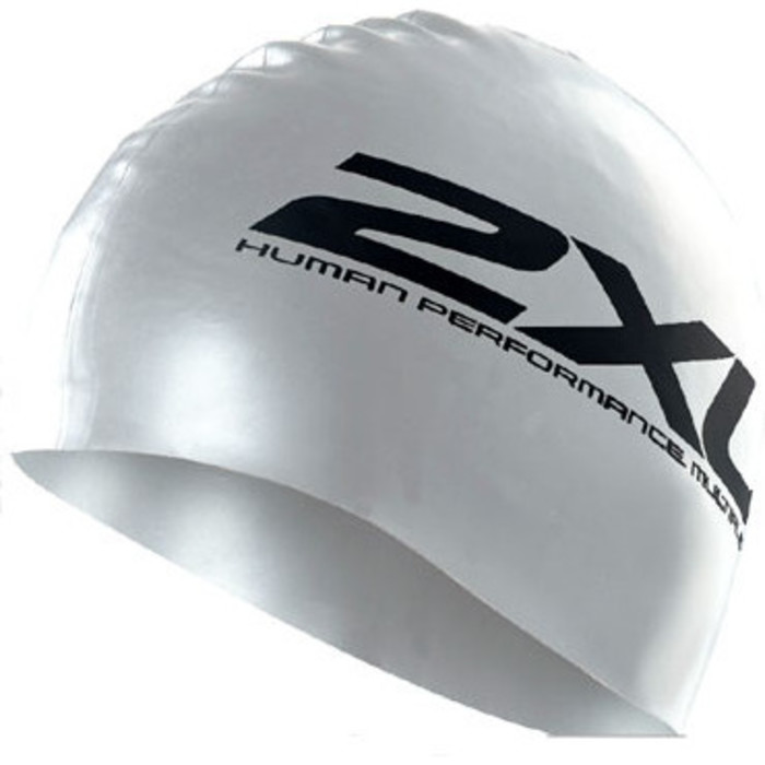 2024 2XU Silicone Swim Cap Hat SILVER US1355