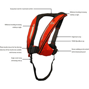 2019 Kru Sport 170N Manual Lifejacket with Harness Red LIF7340