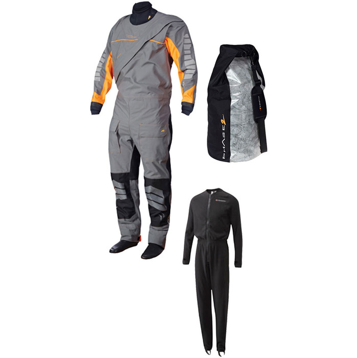 Crewsaver Junior J5 Phase 2 Drysuit Grey / Orange + UNDERSUIT & Drybag 6923