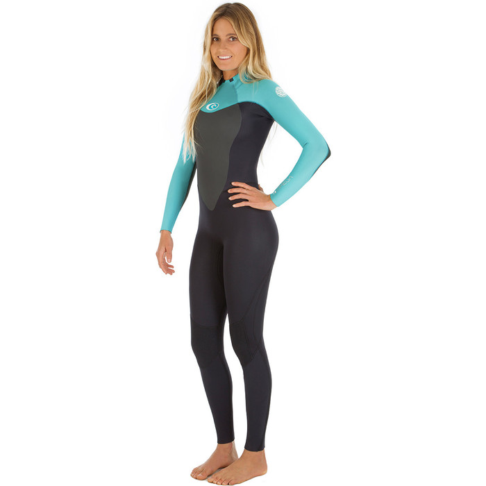 Rip Curl LADIES Omega 5/3mm Back Zip GBS Wetsuit Black / Turquoise WSM4MW - 2ND