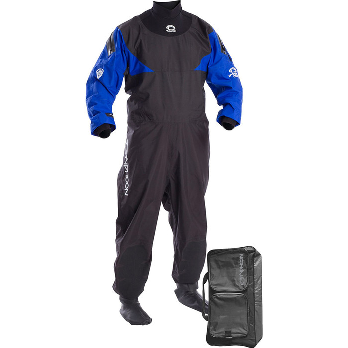 2019 Typhoon Hypercurve 4 Back Zip Drysuit Black / Blue Including Kit Bag 100169