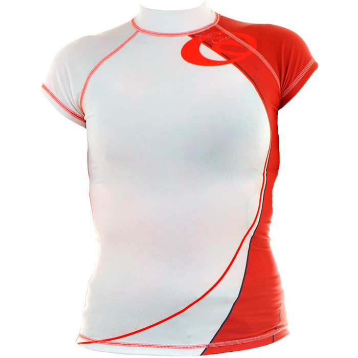 Rip Curl Core Team Womens Capped Short sleeved Rash Vest White / Red W7302W
