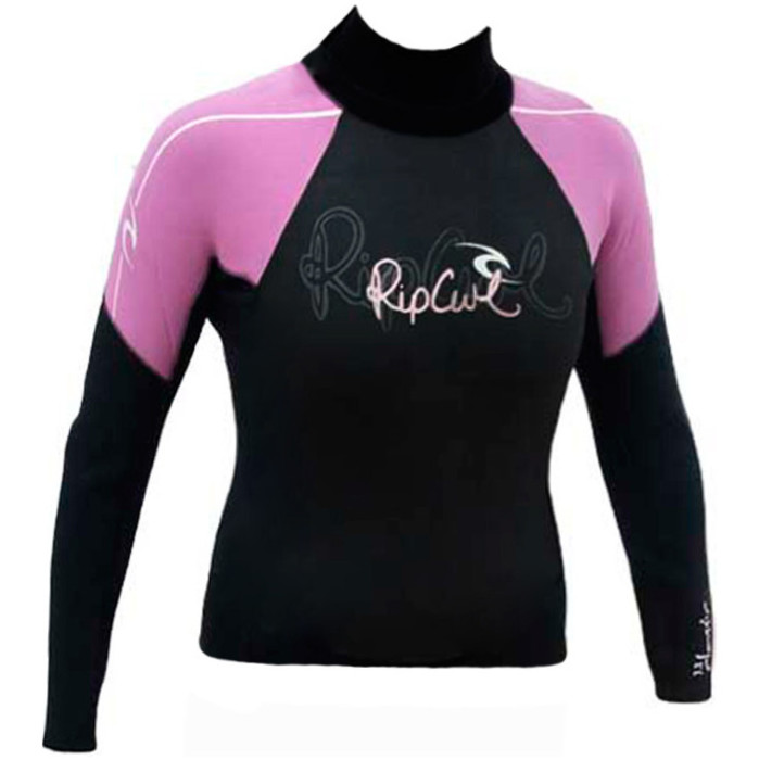 Rip Curl Classic womens 0.5mm Long Sleeve Hotskin Vest Black / Pink W8266W
