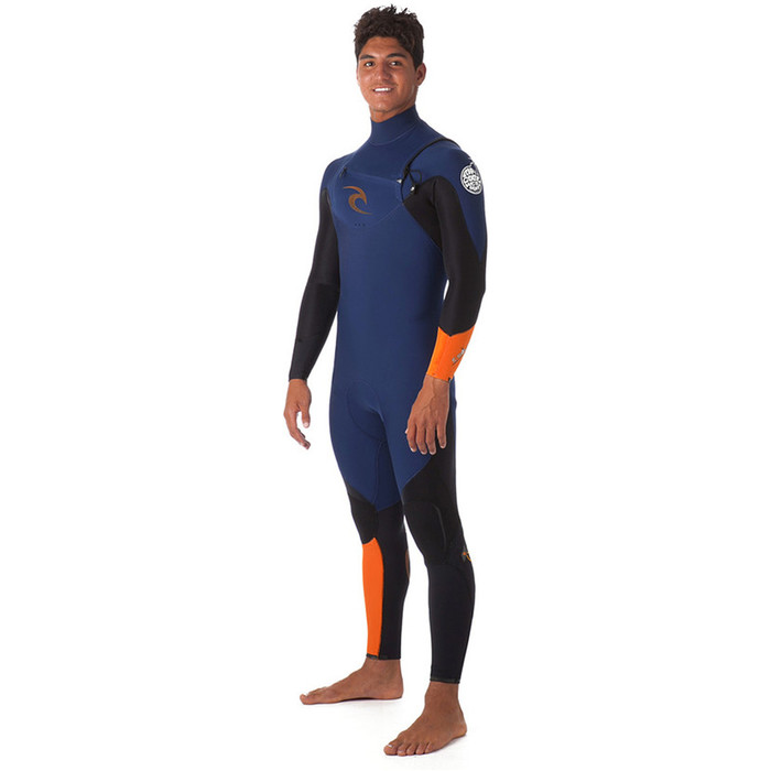 Rip Curl E-Bomb Pro 4/3mm GBS Chest Zip Wetsuit in BLUE/Black / Orange WSM4BE