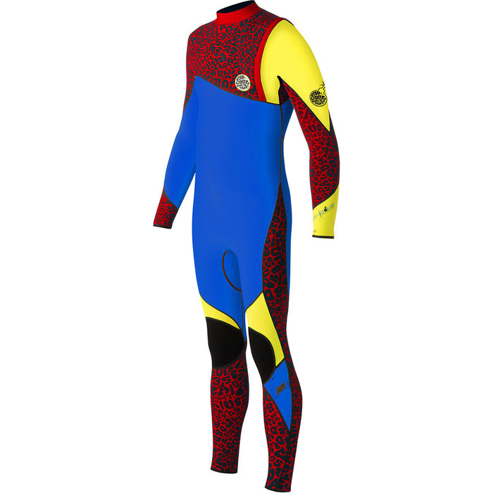 Rip Curl Junior FlashBomb 5/3mm Zip Free Wetsuit Blue / Red / Lime WSM5NB