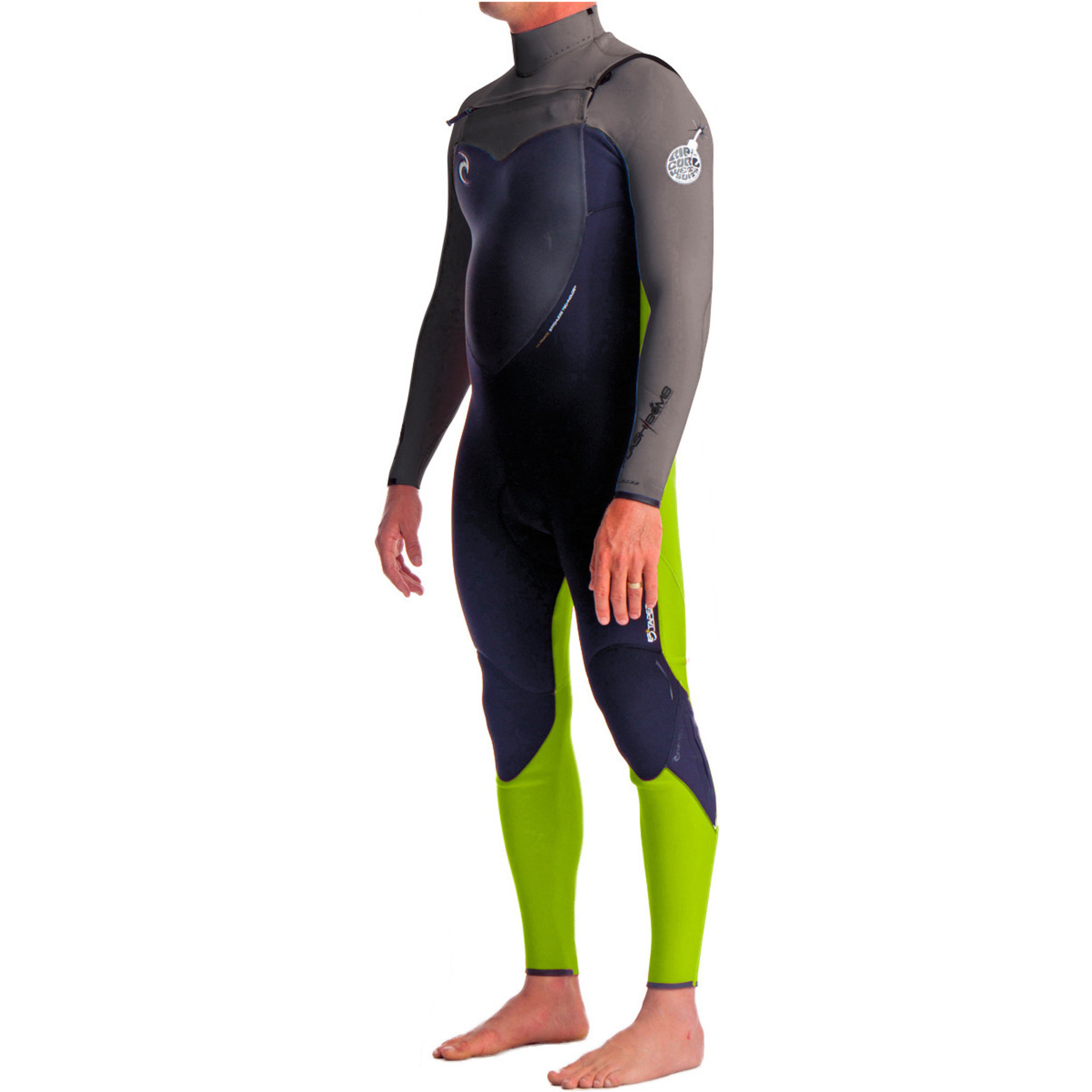 Rip Curl Flashbomb 3/2 CHEST ZIP Wetsuit Black/Charcoal/Lime WSMXAF ...