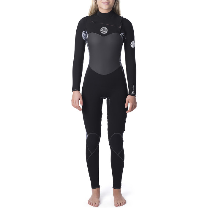 2020 Rip Curl Womens Flashbomb 5/3mm Chest Zip Wetsuit Black / White WST9GS