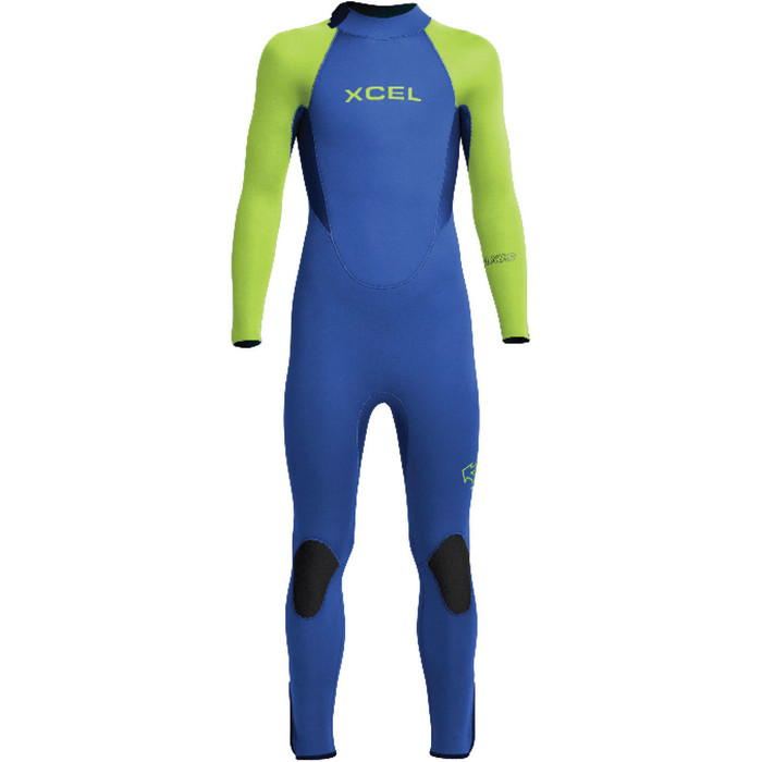 2020 Xcel Junior Axis 5/4mm Back Zip Wetsuit KN54AXG0B - Blue / Lime