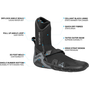 2023 Xcel Drylock 5mm Round Toe Wetsuit Boots ACV59817 - Black / Grey