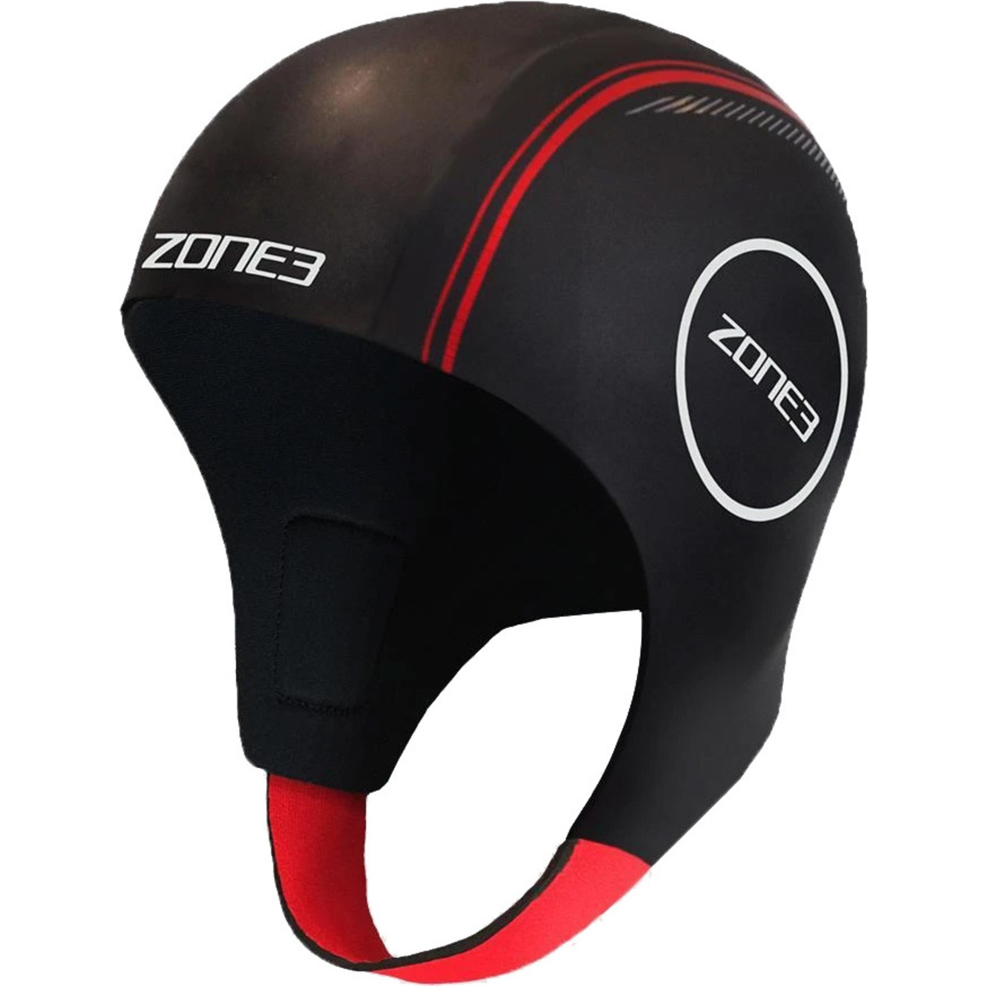 2023 Zone3 4mm Neoprene Swim Cap NA18UNSC108 Black / Red Swimming