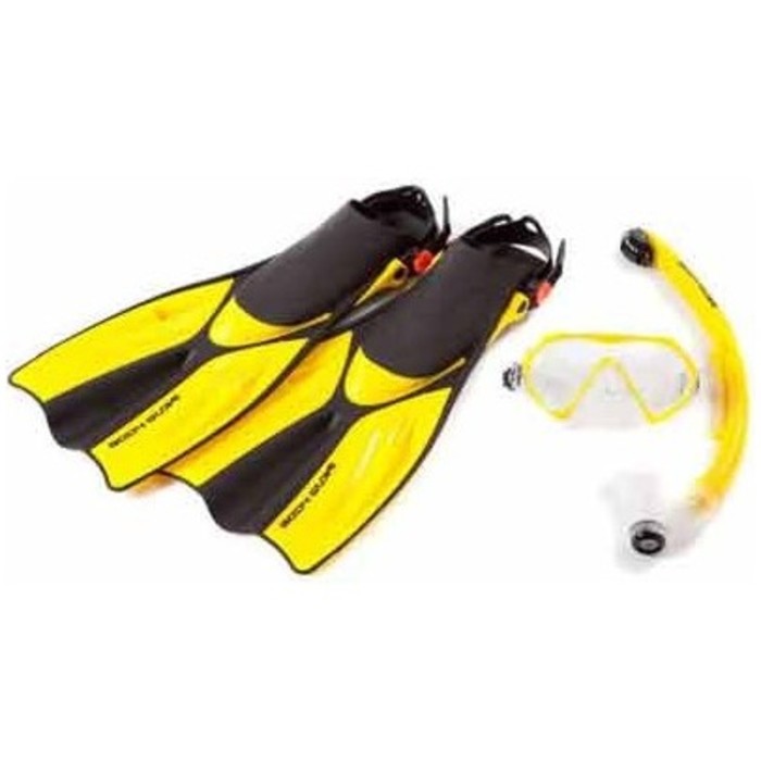 Bodyglove Adult Recreational Mask, Snorkel & Fin Set Yellow BG2051