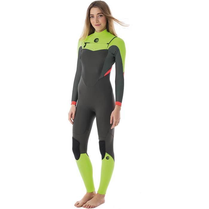 Billabong Synergy Steamer Chest Zip 4/3mm Wetsuit in Lime Q44G01 - 2ND