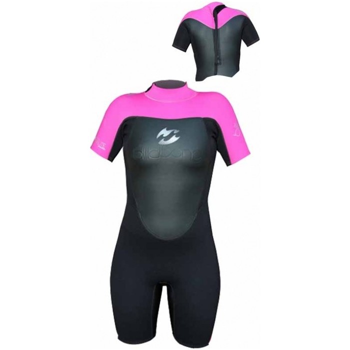 Billabong Ladies Synergy 2mm Spring Shorty Wetsuit in Hotpink D42G01