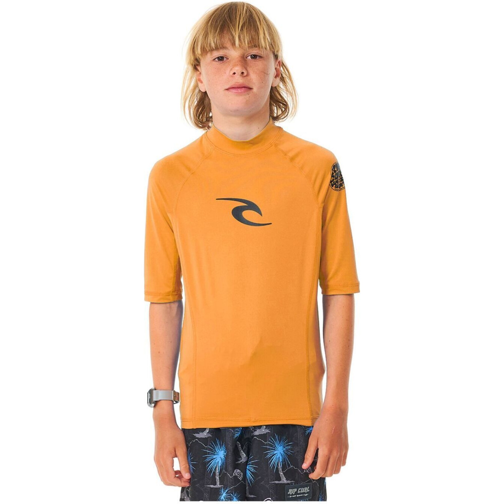 2024 Rip Curl Boys Brand Wave UPF Short Sleeve Rash Vest 121BRV - Fluro ...