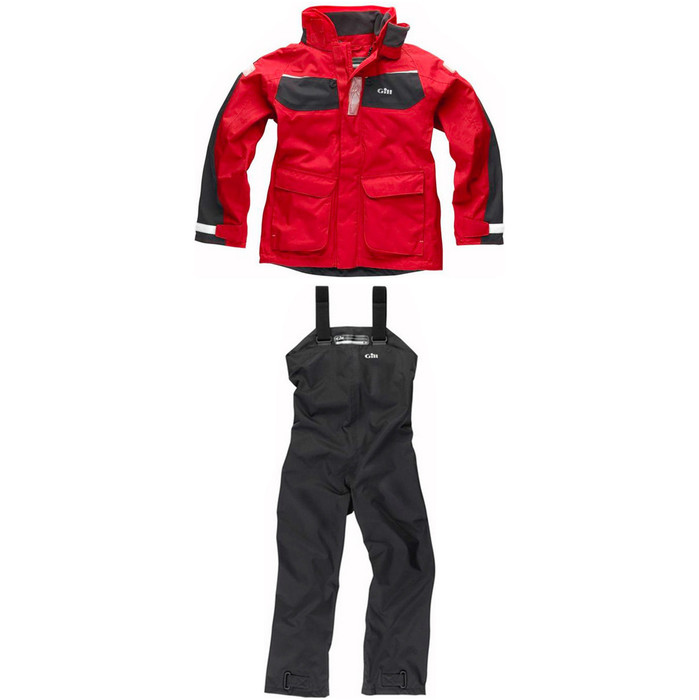 Gill Mens Coast Jacket / Trouser Combi Set Red / Graphite IN12J / IN12T