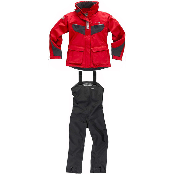 Gill Ladies Coast Jacket / Trouser Combi Set Red / Graphite IN12JW / IN12TW