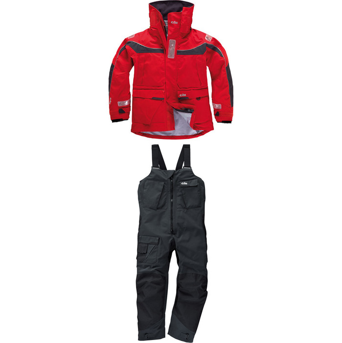 Gill Mens OS1 Offshore Ocean Jacket & Trouser COMBI SET OS11J & OS11T in RED / Graphite
