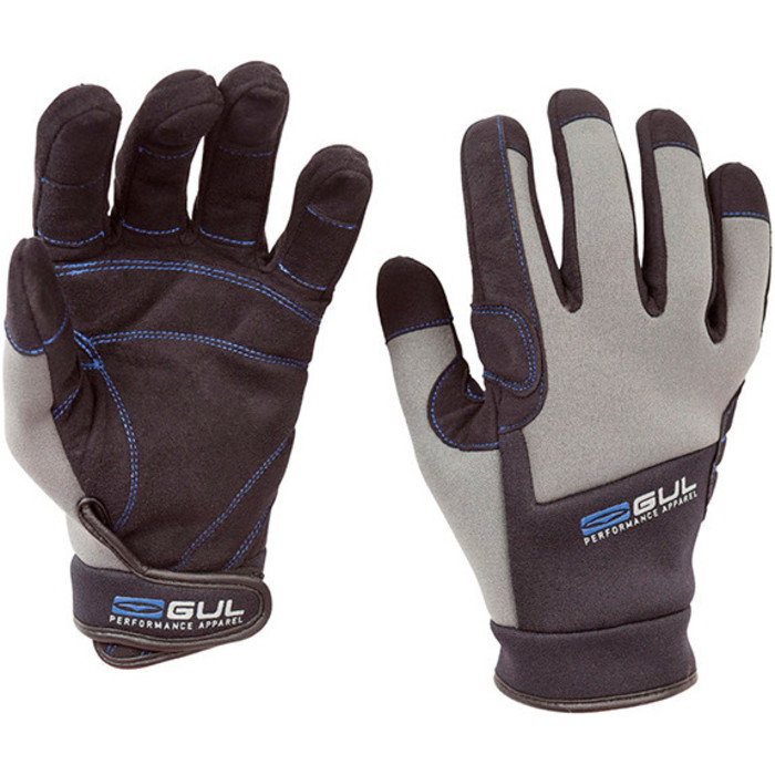 Gul Winter FULL Finger Neoprene Backed Sailing Glove BLACK / Grey GL1238