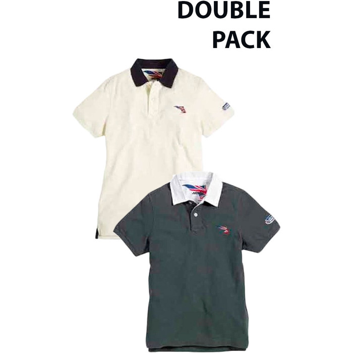 Musto STGBR Graphic Polo Shirt DOUBLE PACK - Antique Sail White + Dark Grey