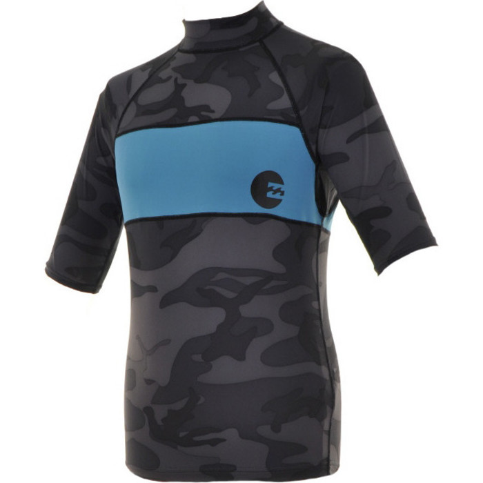 2014 Billabong Invert Short Sleeved Rash Vest Black Camo/Blue P4MY12
