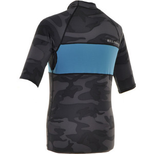 2014 Billabong Invert Short Sleeved Rash Vest Black Camo/Blue P4MY12