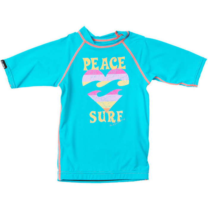 Billabong Toddler Peace Surf Short Sleeved Rash Vest in Fiji Blue M4KY10