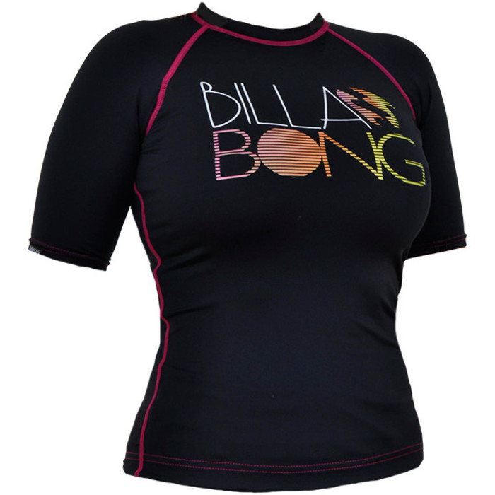 Billabong Ladies Makaha Short Sleeved Rash vest in Black D4GY30