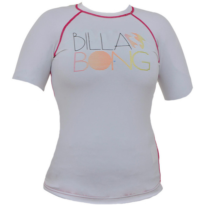 Billabong Ladies Makaha Short Sleeved Rash vest in White D4GY30