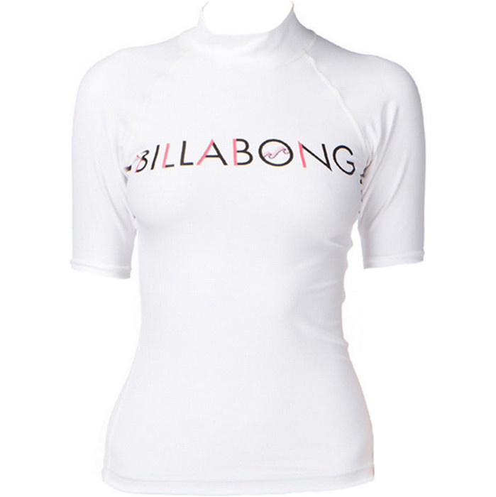 Billabong Junior Girls Regular Short Sleeve Rash Vest in WHITE P4KY08