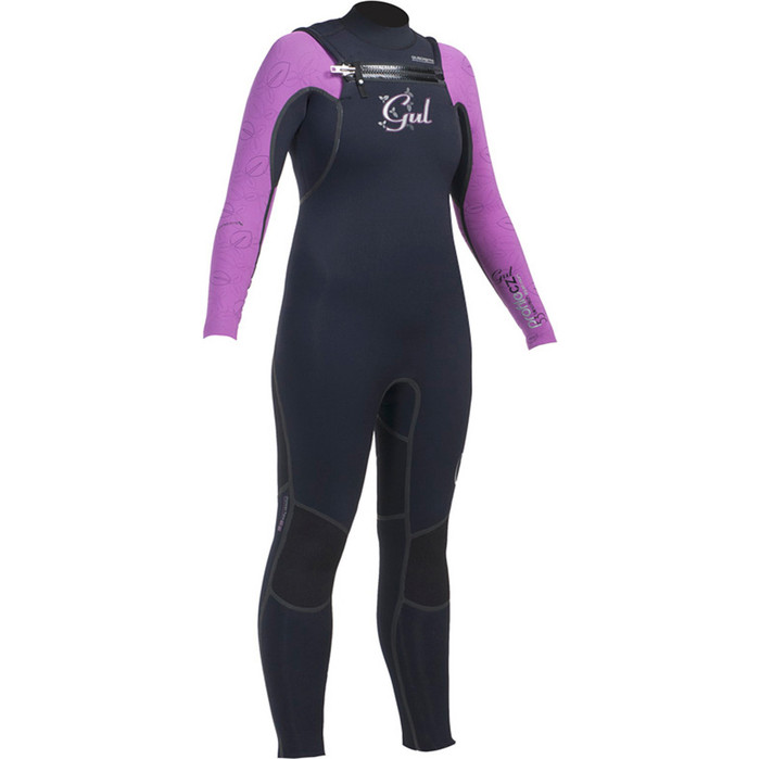 Gul Ladies PROFILE 5/3 Chest Zip wetsuit in Black / Iris PR1230