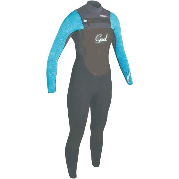 Gul Ladies PROFILE 5/3 Chest Zip wetsuit PR1230 in GREY/Turquoise EX SAMPLE