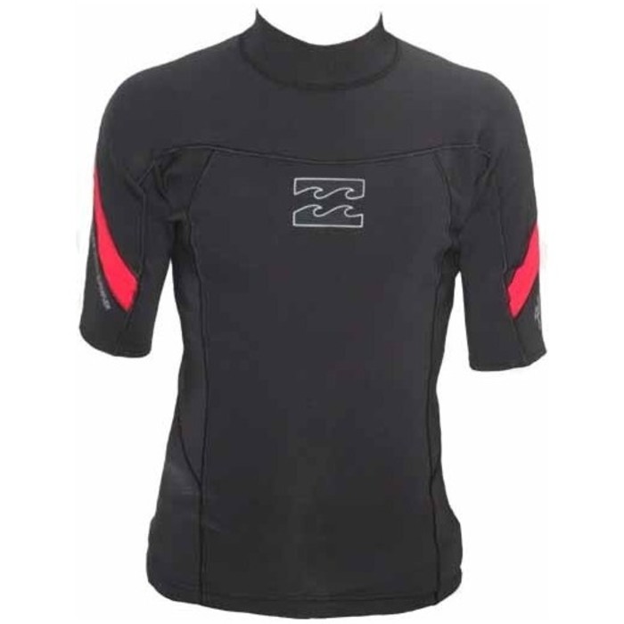 Billabong 1mm Punch Short Sleeve Neo Top in BLACK / RED G4EQ07