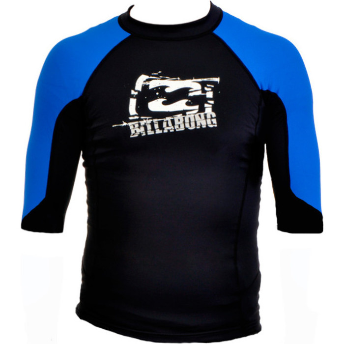 Billabong Empire Short Sleeve Rash Vest in BLACK/BLUE R4MY32