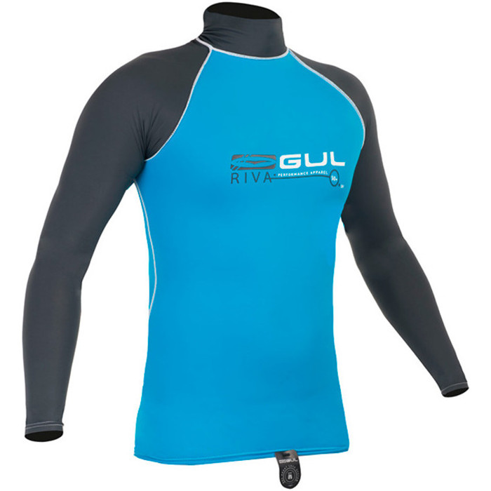 Gul Riva Long Sleeved Rash Vest in Blue/Gunmetal RG0337