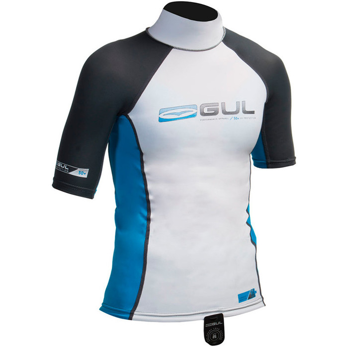 Gul Junior Short Sleeve Rashguard in WHITE/BLUE RG0341