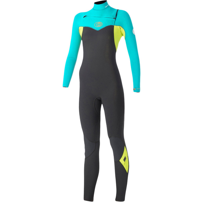 Rip Curl Ladies Flashbomb 5/3mm Chest Zip Wetsuit GREY (Turquoise) WSM5GG